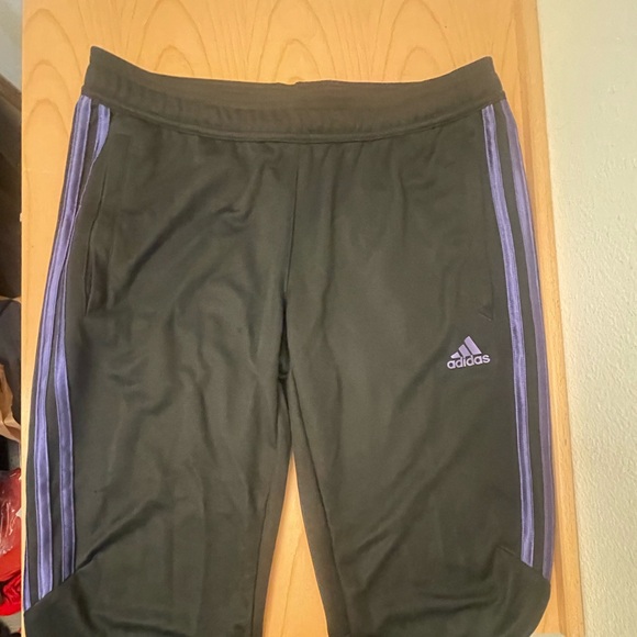 Adidas Women’s Track Pants with Purple Stripe - Picture 2 of 3